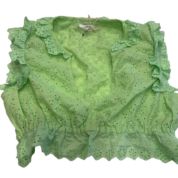 Tularosa Ryse Floral Eyelet Crop Top in Paradise Green Size XS 100% cotton NWT - Picture 3 of 13